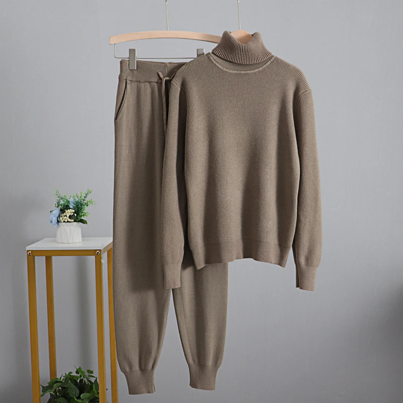 Women Two Piece Thick Warm Turtleneck Sweater set - Blindly Shop
