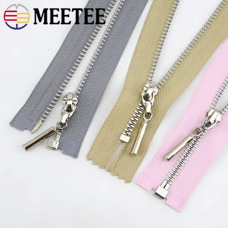 Meetee 2 шт. 20/40/70 см открытого конца застежки-молнии с закрытым концом 3# металлическая молния серебро зуб Автоматическая блокировка Декор на молнии для сумок "сделай сам" для одежды, аксессуары для шитья