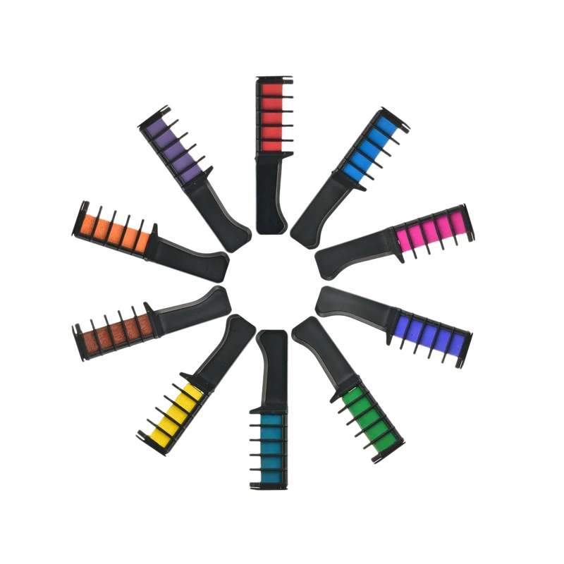 Temporary Hair Pro Mini Chalks Crayons 10 Colors For Multicolor Color Dye Comb Care Styling Tools Set |