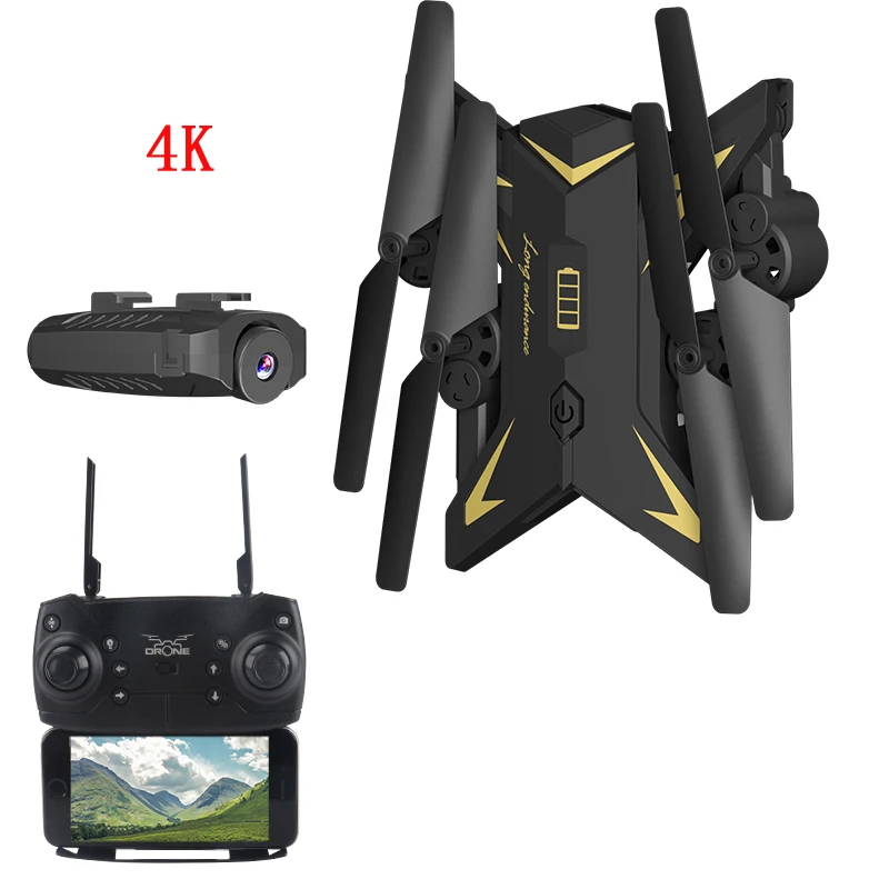 20 mintes wifi FPV широкоугольный HD 1080P камера режим удержания высоты складной рычаг RC Квадрокоптер Дрон X Pro RTF Дрон в подарок KY601S - Цвет: black4K