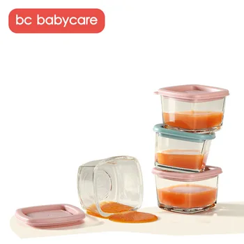 

BC Babycare 4 Packs Baby Infant Glass Complementary Food Box Baby Food Supplement Boxes Kid Snack Storage Box Children Tableware