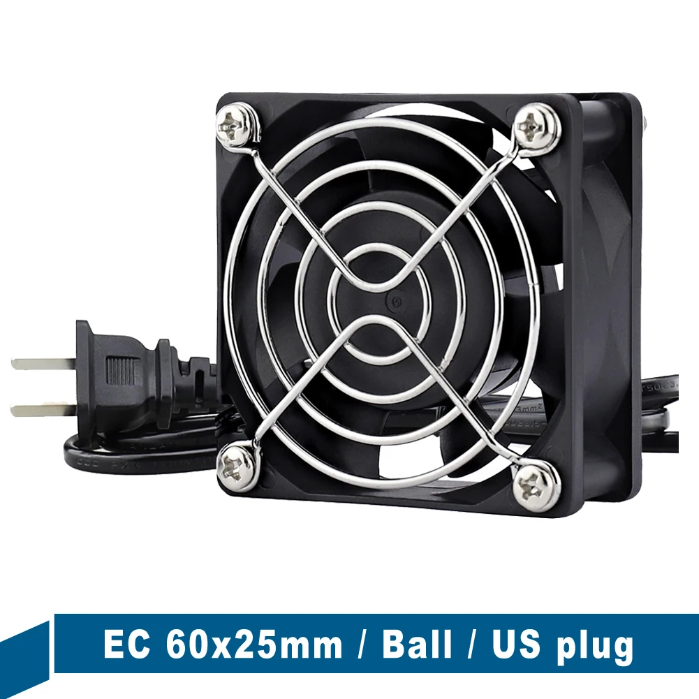 

1Pcs Gdstime EC Brushless Cooling Fan 60mm x 25mm Cooler 6cm Ball Bearing 60*60*25mm AC 110V 120V 220V 240V 6025B with US Plug