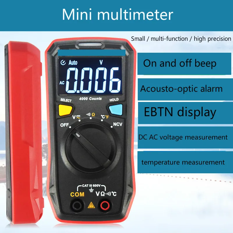 Ut123, mini portable, pocket type digital multimeter, intelligent automatic range household universal meter
