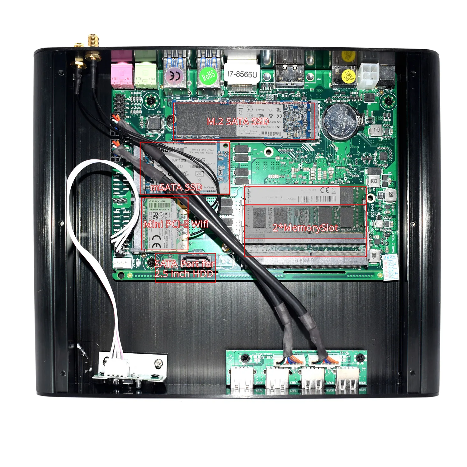 Мини ПК 8 го поколения без вентилятора Intel Core i7 8550U 4K HTPC Quad 8MB Cache Micro компьютер win10 Linux
