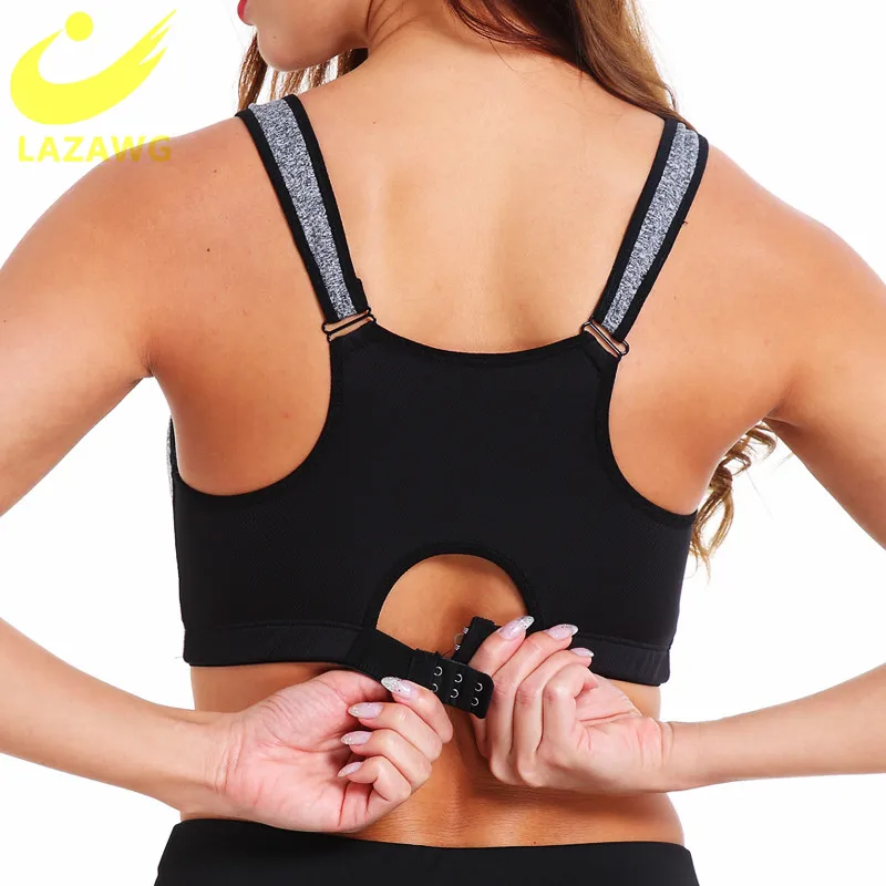 LAZAWG Plus Size S-5XL Sports Bra for Women Gym Push Up Vest Underwear High Shockproof Breathable Fitness Athletic Yoga Bra Tops