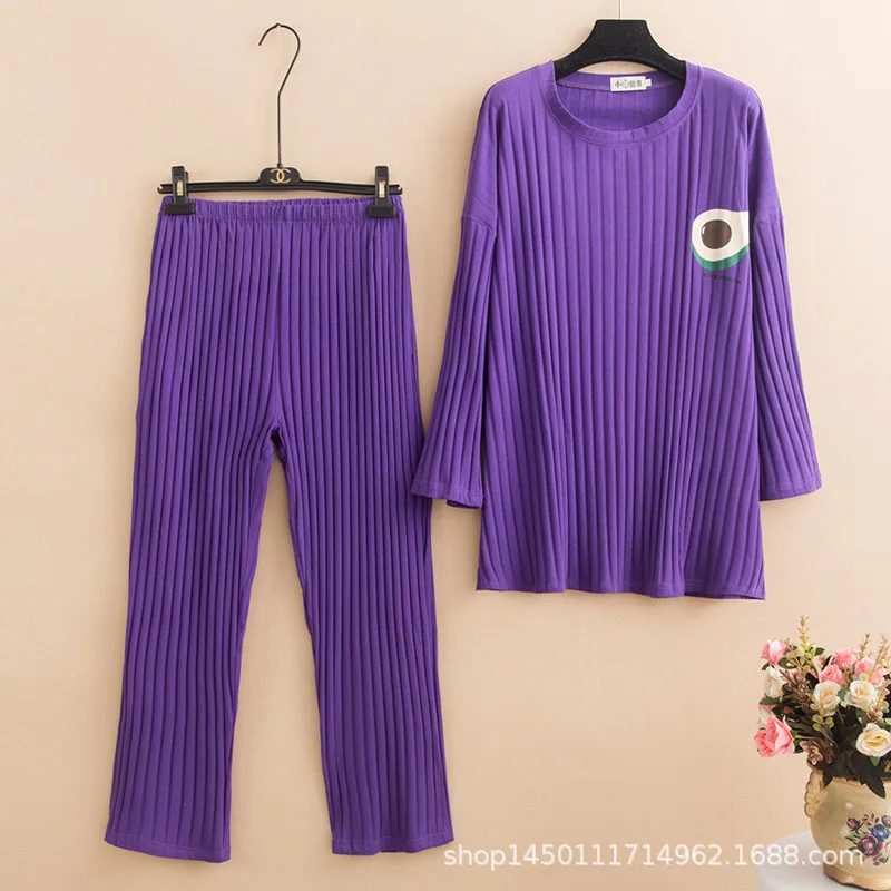 4xl 5xl Plus Size Pajamas Women Cotton Sleepwear Winter Pijama Women Round Neck Night Suit Solid Warm Pyjama Set Home Clothes