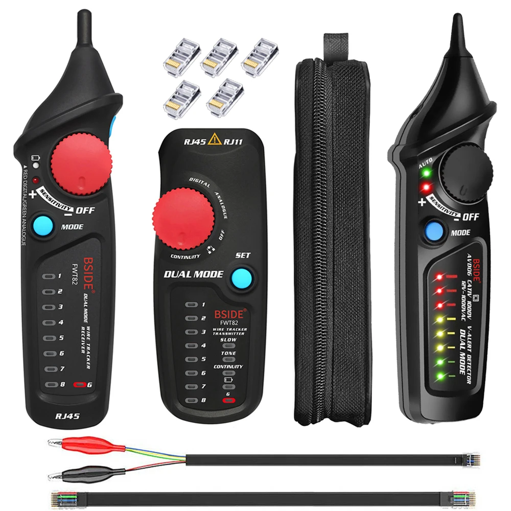 Network Wire Tracker Cable Toner Cat5 Wire Tracker BSIDE FWT8X Dual Mode RJ45 RJ11 Accurate