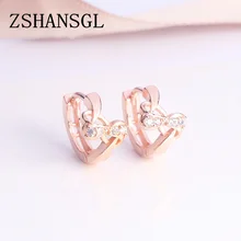 OL стиль AAA CZ Кристалл серьги гвоздики для женщин 925 пробы серебро/розовое золото цвет мода цветок свадебные ювелирные изделия