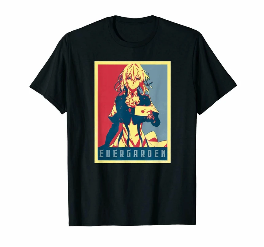 Violet Evergarden черная футболка с графическим рисунком для видеоигр брендовая модная
