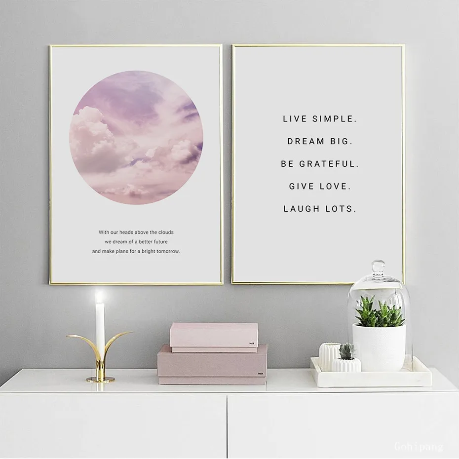 Poster Art Pink Clouds Quote Nordic Style Scandinavian Home Decoration Simple Wall Picture Canvas Print For Living Room No Frame