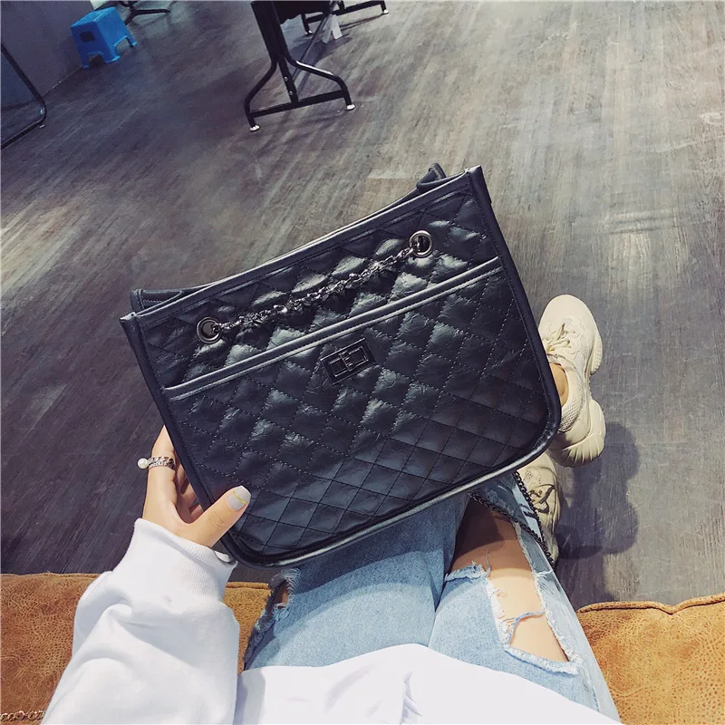 

INS Super Fire Bag Women's 2020 New Style Rhombus Chain Large Capacity Shoulder Bag Korean-style Versatile Rhombus Shoulder Bag
