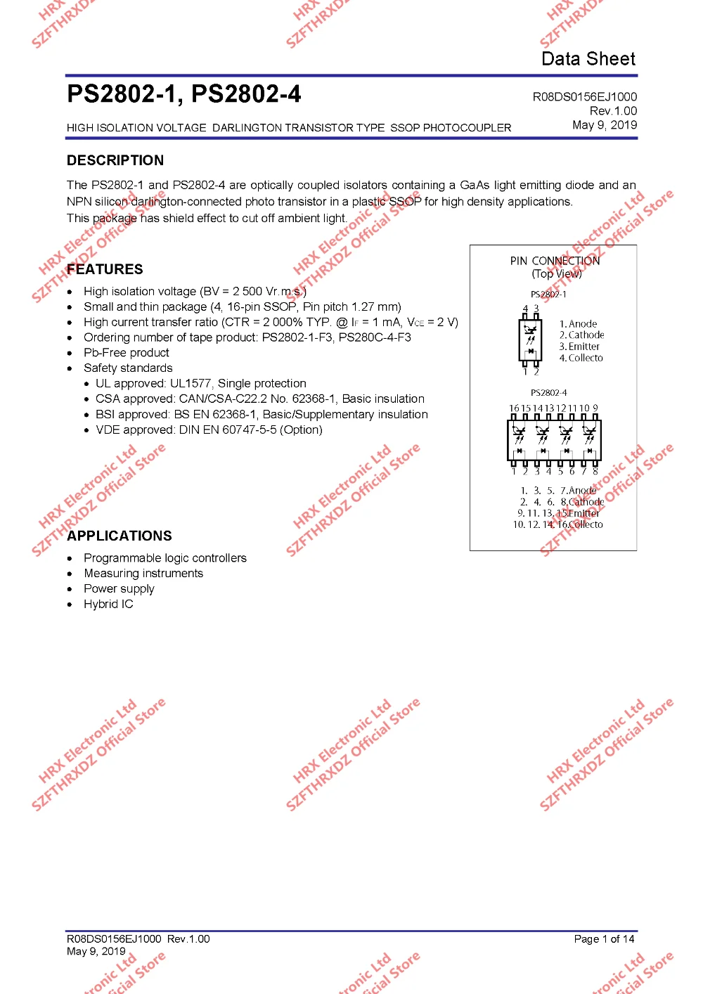 PS2802-1-F3-A R02 лапками углублением SOP-4 PS2802-1-F3 SOP4 PS2802-1 R02 транзистор Выходная оптопара 3500 шт/катушка