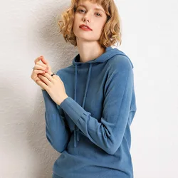 Thoshine marca primavera outono mulheres de malha hoodies com capuz moletom básico cor sólida lã feminina pullovers malhas jumpers