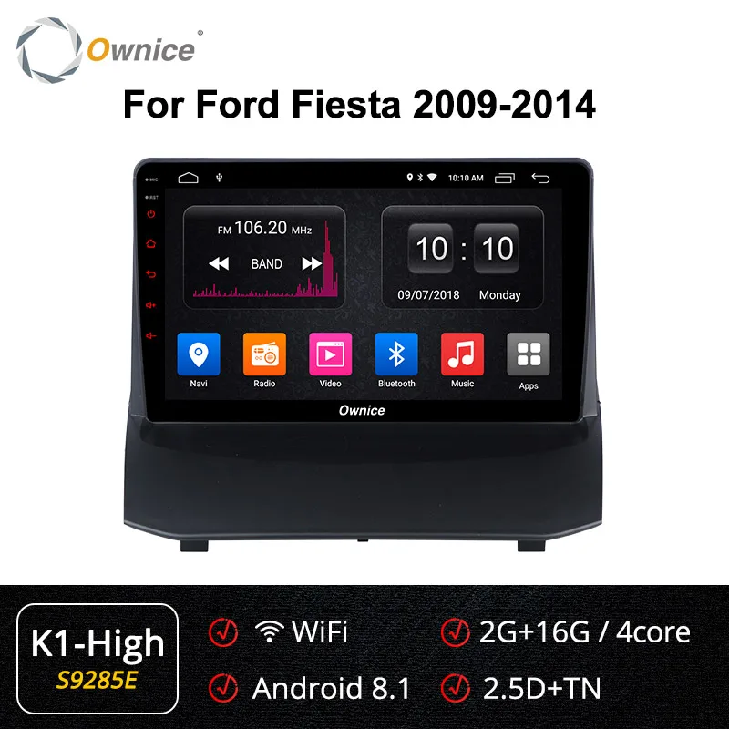 S9285 K1-High Ownice K3 K5 K6 Android 9,0 Автомобильный DVD стерео для Ford Fiesta 2009- авто радио gps Навигация Аудио Видео Мультимедиа головное устройство - Цвет: S9285 K1-High