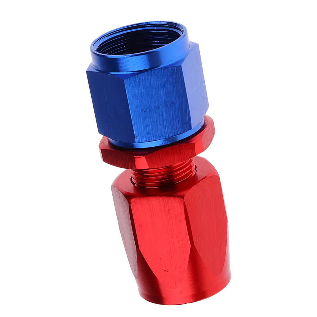 Universal AN-8 Swivel Aluminum Fuel Pump Air Line Hose End Blue And Red