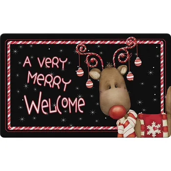 

Candy Cane Reindeer 18 x 30 Inch Decorative Floor Mat Welcome Merry Christmas Ornament Holiday Doormat