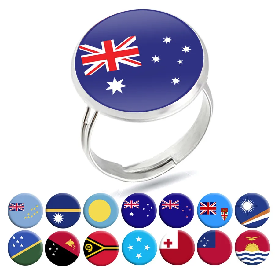 National Flag Rings Australia New Zealand Fiji Marshall Tonga Solomon Vanuatu Palau Tuvalu Micronesia Jewelry | Украшения и