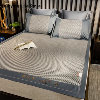 

Summer Ice Silk Mat Double Foldable Three-piece Rattan Mat 1.8m Bed 1.5m Straw Mat Soft Mat 1.2m