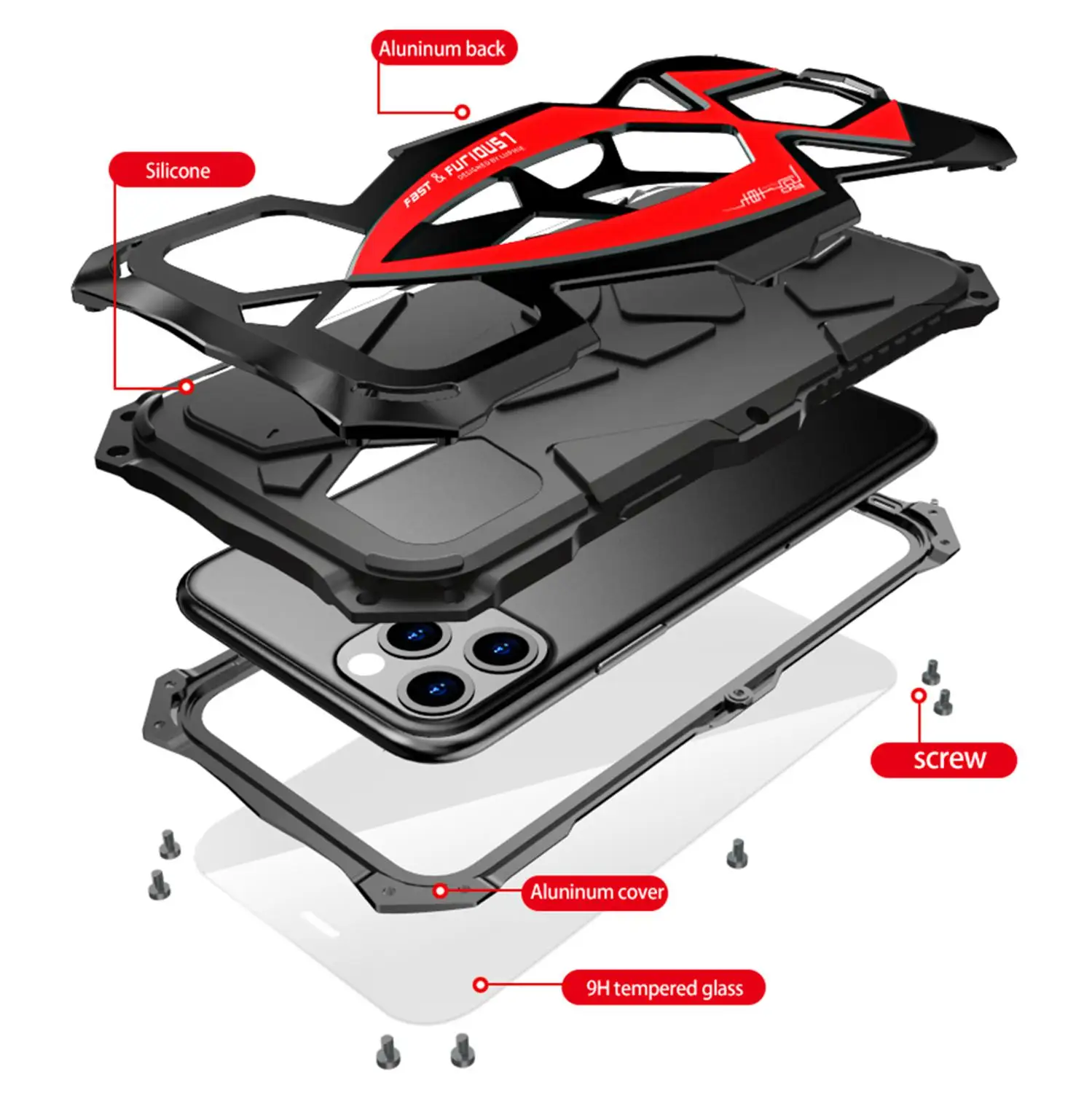 Алюминиевый противоударный чехол с китайским драконом для IPhone X XR XS бампер