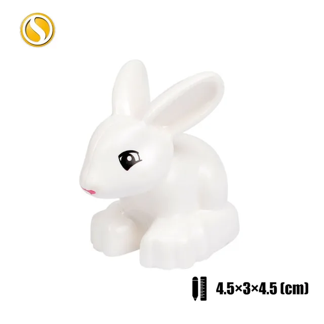 Original Big Size Assemble Building Blocks Accessory Toys For Children Compatible Big Size Animals Sets Zoo Bricks Baby Gifts White rabbit A