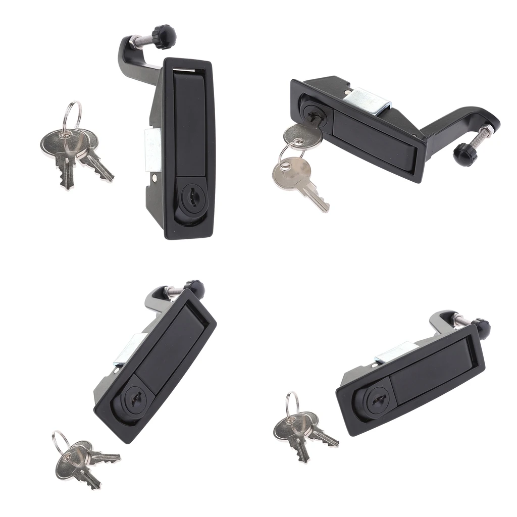 4pcs RV Boat Door Lock Lever Latch Baggage Locker Locking Latches w/ Keys, Flush Mount