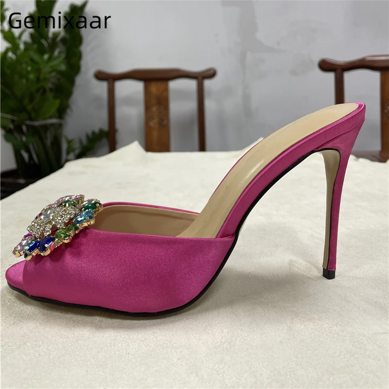 Colorful Rhinestone Buckle Sandals 