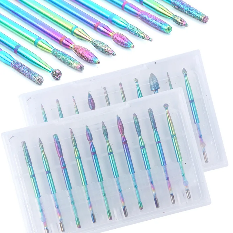 10 Uds arco iris de fresado para manicura quitar Gel barniz de uñas broca para rebaba Bits de la herramienta