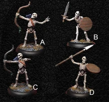 

56mm Resin Model Skeleton Archer Spear Warrior Figure Unpaint No Color