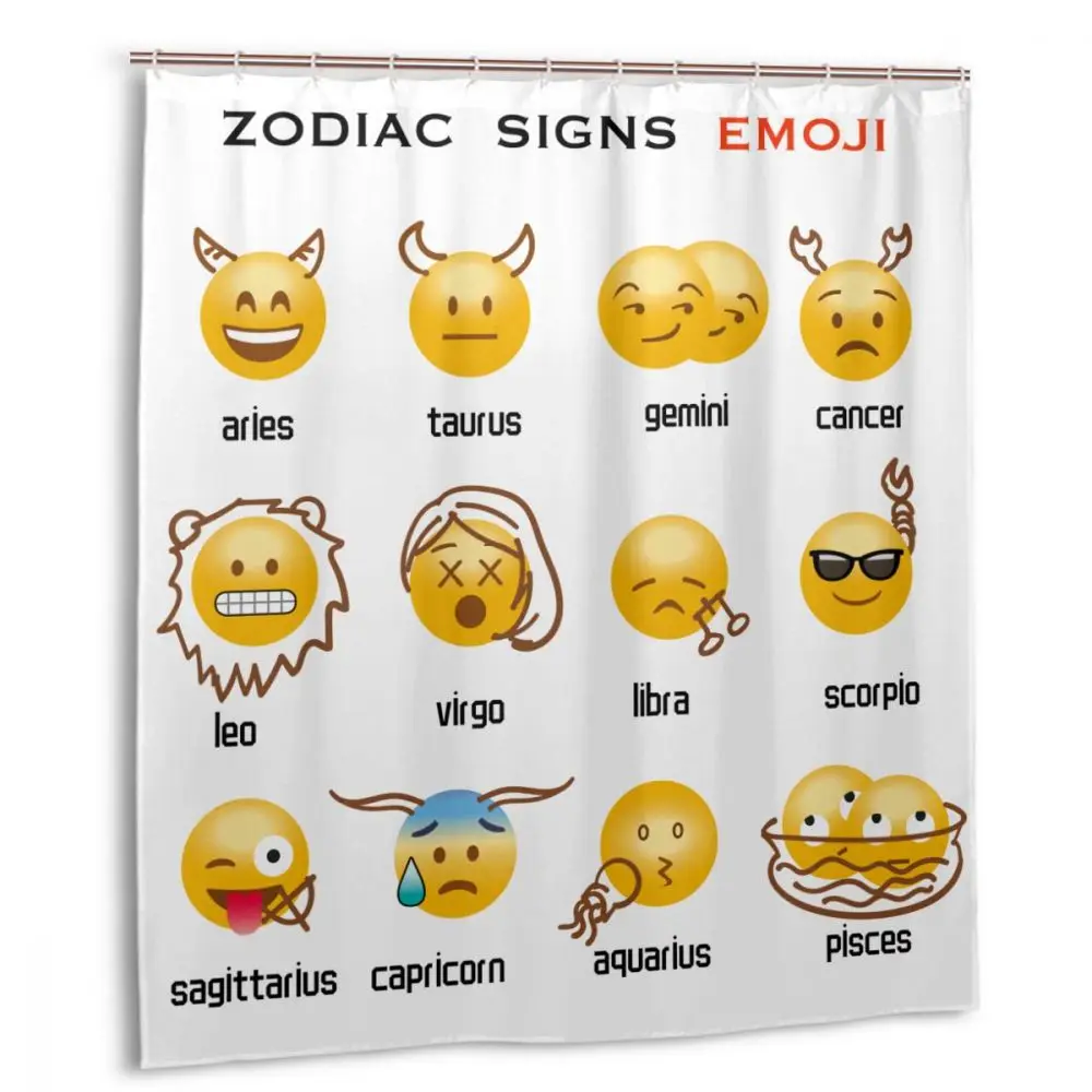 

CHARM HOME Zodiac Signs Were Emoji Constellation Plastic Shower Curtain 66x72 In Customized Bathroom Waterproof Polyester