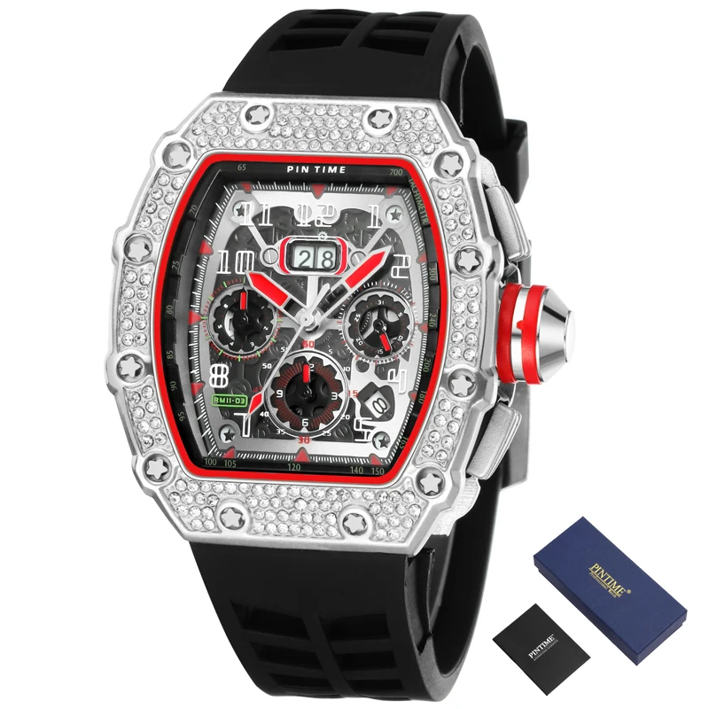 Bild von Cool Sport Watch Men Chronograph Diamond Hip Hop Mens Wacthes Top Brand Luxury Military Gold Wristwatch Reloj Relogio Masculino