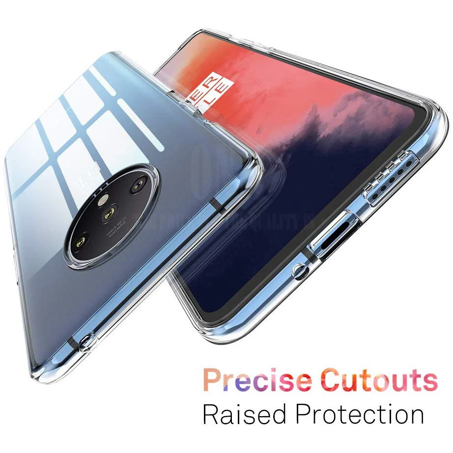 Чехол для OnePlus 7T Pro TPU силиконовый прозрачный облегающий Бампер Мягкий чехол для OnePlus 7 Pro прозрачная задняя крышка и закаленное стекло