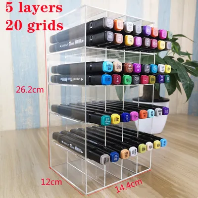 Marker Pens Transparent Organizer  Acrylic Pen Pencil Storage Shelf - Pen  Holder - Aliexpress