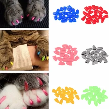 

20Pcs/lot Colorful Soft Paws Control Nail Caps Cover For Cat Dog Pet Size XS-XL Color Random Wholesale