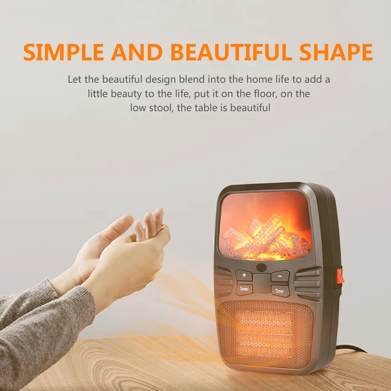 

Electric Wall Heater Mini Portable Plug-in Personal Space Warmer for Indoor Heating Camping Any Place Adjustable Thermostat