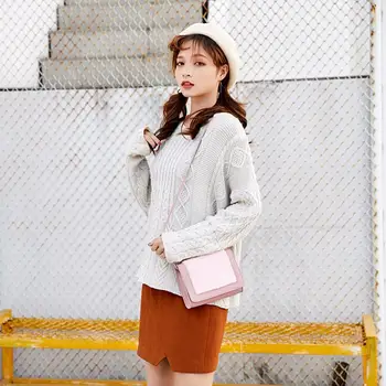 

Crossbody Handbags Plush Splicing Color Portable PU Leather Leopard Messenger Bags Sling Women Shoulder Ladies Purse