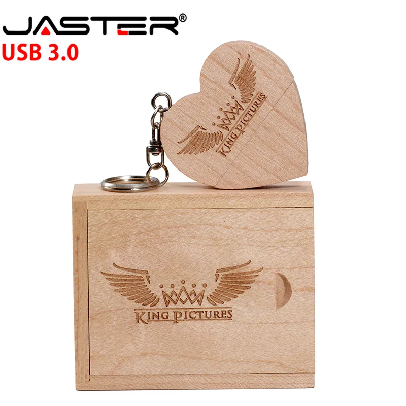 JASTER 2018 хит продаж деревянный USB в форме сердца + коробка 3 0 4 ГБ 8 16 32 64 флэш