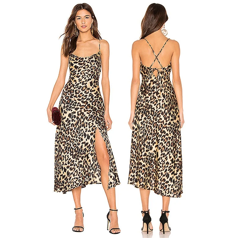 Леопардовое платье для женщин модное женское с леопардовым принтом и пуговицами