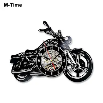 

Motorcycle Shape 3D Wall Clock with LED Luminous Motorcycle Rider Vinyl Record Clocks Wall Watch Home Decor Motorcycle Fans Gift