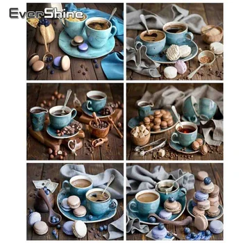 

EverShine 5D Diamond Painting Coffee Full Square Diamond Painting Cross Stitch Food Rhinestone Art Picture Kitchen Decor