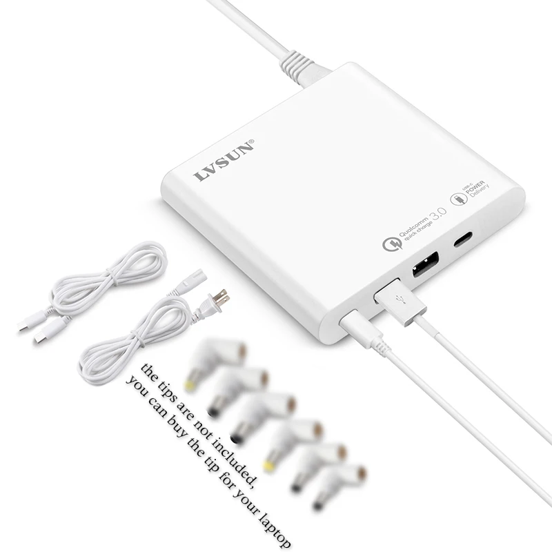 Ceny LVSUN 87W 96W podwójny rodzaj usb C podróży adapter do ładowarki do laptopa z USB C PD3.0 dla Macbook XiaoMi HP Dell XPS iphone a 11 pro typ c