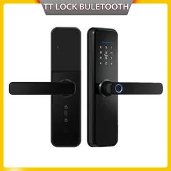 Serrure biométrique noire X5 à empreinte digitale, serrure de porte, TT Lock, application, mot de passe à distance, carte IC, déverrouillage sans clé, pour maison/hôtel intelligent 