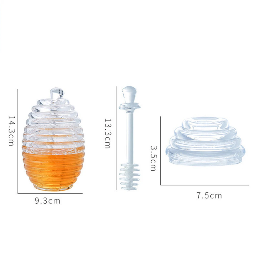 Honey Jar Honey Pot With Stirring Rod Honey Container For Kitchen- Transparent