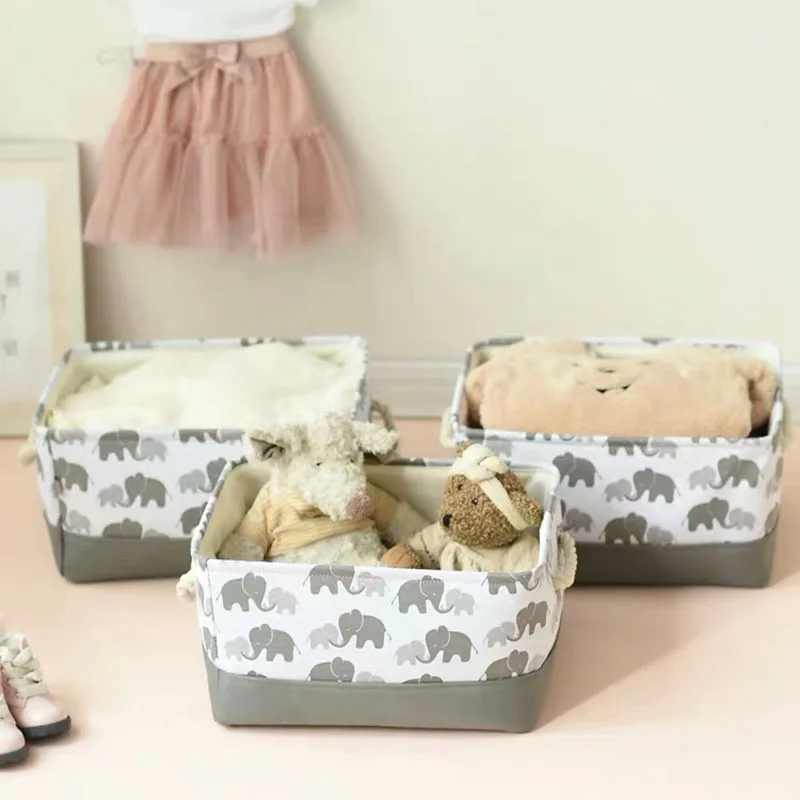 Fabric Storage Basket Toy Organizer Clothes Basket With Handle Kids Toy Storage Box Book Desktop Organizer Laundry Basket 3