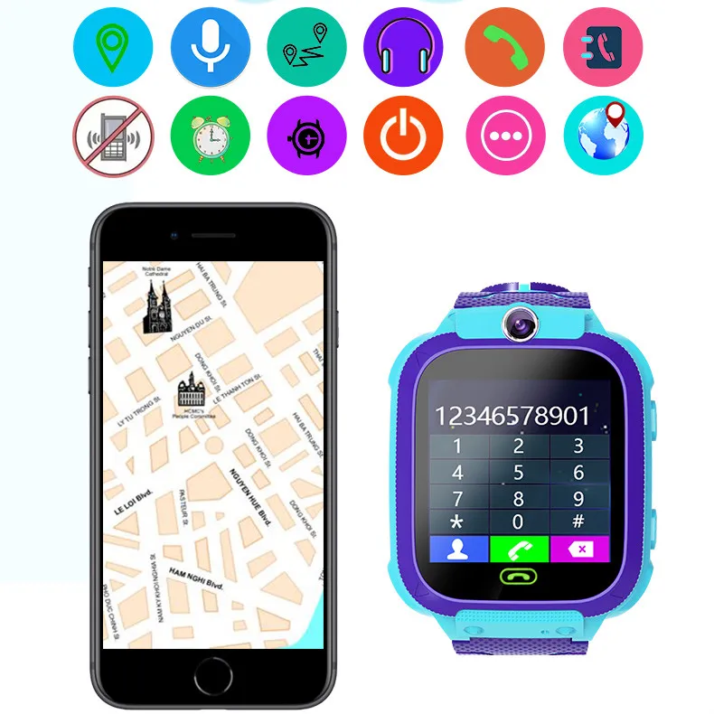 Детские Смарт часы Q12B водонепроницаемые LBS Smartwatch с функцией позиционирования 2G SIM