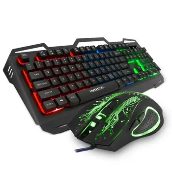 

IMICE USB Wired Gaming Keyboard 3 Color LED Backlit 2400DPI Professional Adjustable Gaming Mouse Combo For PC Desktop