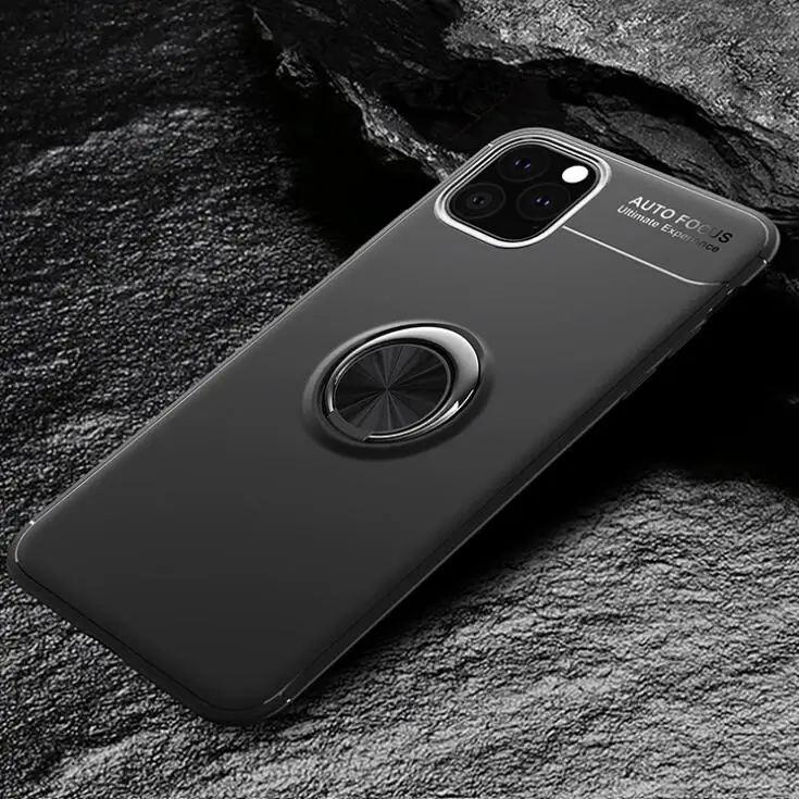 Для Apple Iphone 11 чехол с кольцом подставка магнит прозрачный защитный чехол на заднюю панель для iPhone 11 Pro Max Iphone11 11pro - Цвет: sliver ring