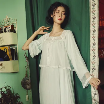 

Ladies Autumn And Winter 2020 New Korean Version Of The Court Loose Modal Cotton Mesh Sexy Nightdress Home Service