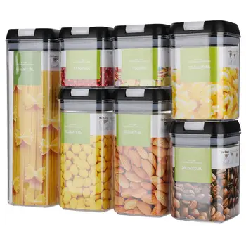 

7pcs Food Storage Container Set Kitchen Refrigerator Noodle Box Multigrain Storage Tank Transparent Sealed Cans Clear Container