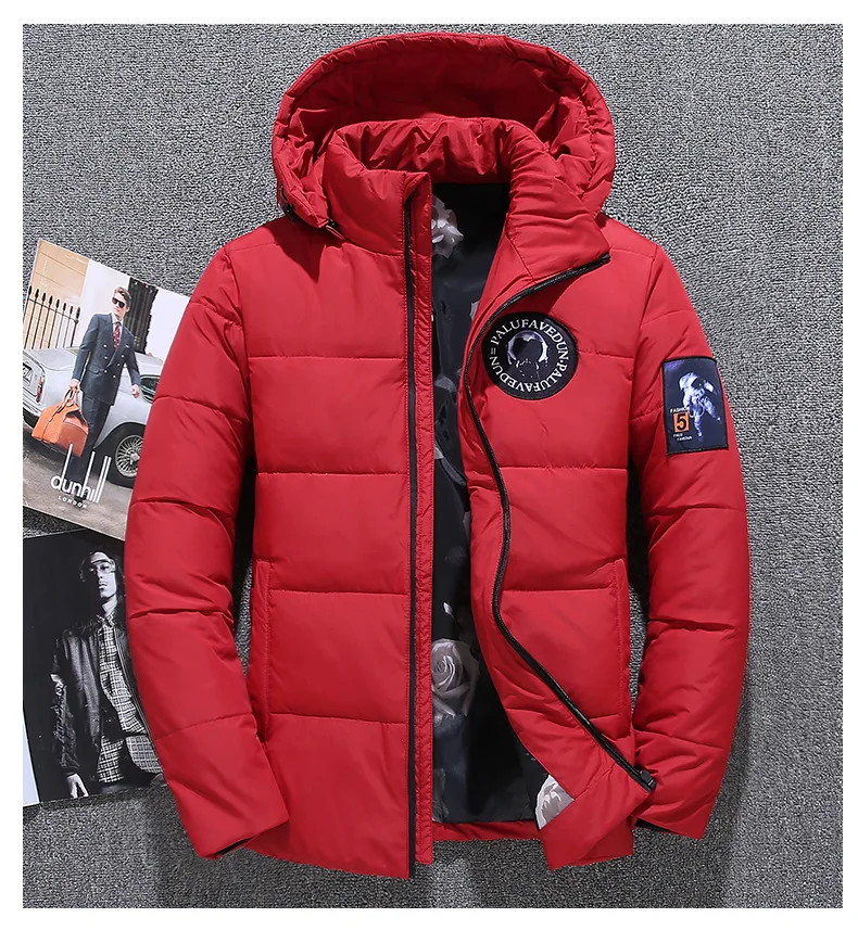 New Men White Duck Down Jacket Males Hooded Down Long Sleeve Hoodey Coat Men Winter Thick Clothes Casual Outerwer Parkas M-3XL