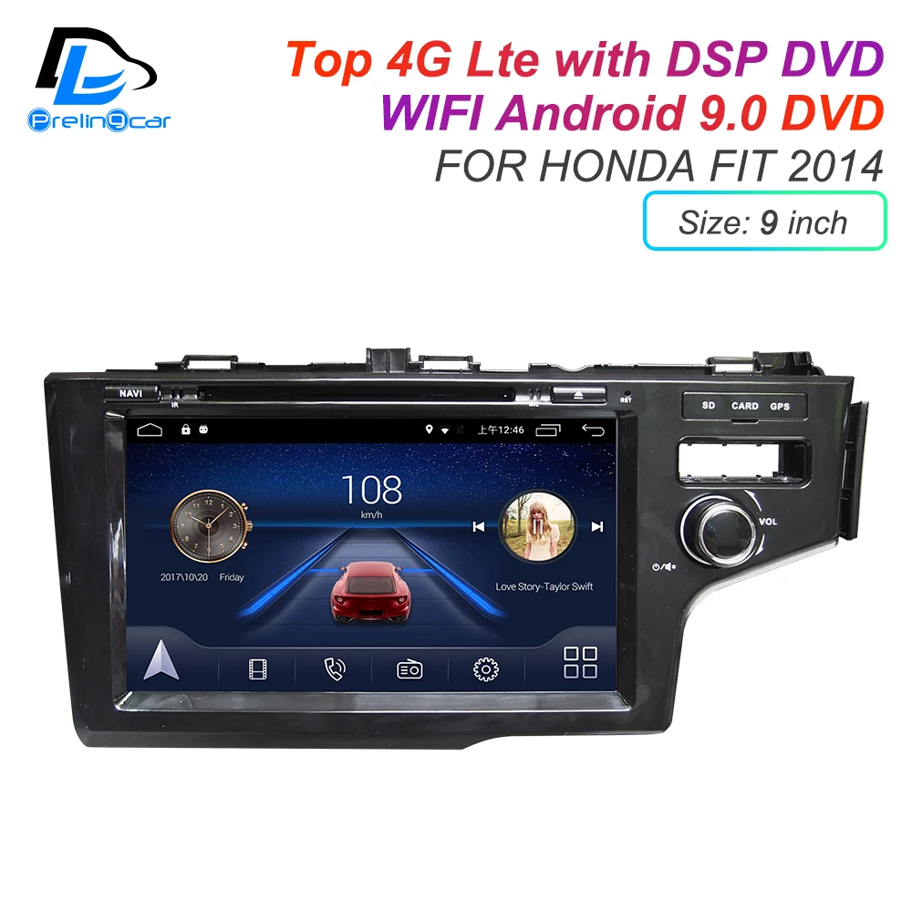 Flash Deal IPS touch screen DSP sound Android 9.0 2 DIN 4g Lte radio For Honda Fit 2014 2015 2016 years GPS DVD player stereo navigation 1